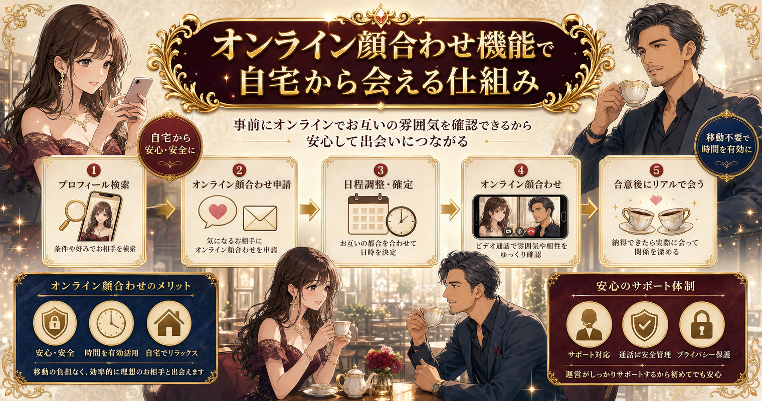オンライン顔合わせ機能で自宅から会える仕組み