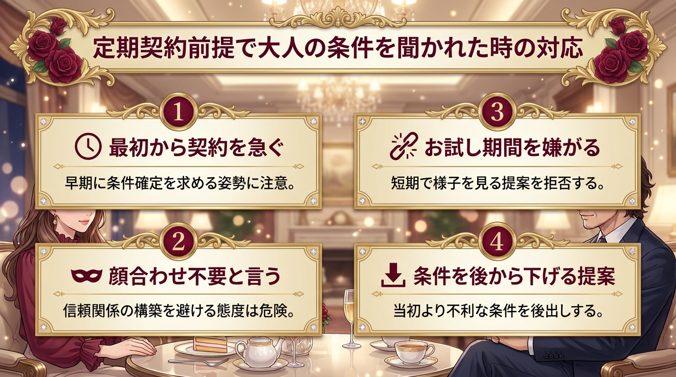 定期契約前提で大人の条件を聞かれた時の対応