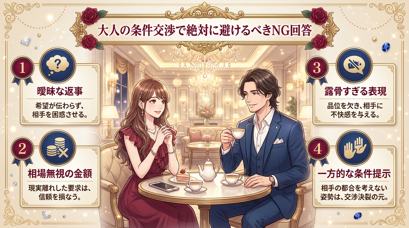 大人の条件交渉で絶対に避けるべきNG回答