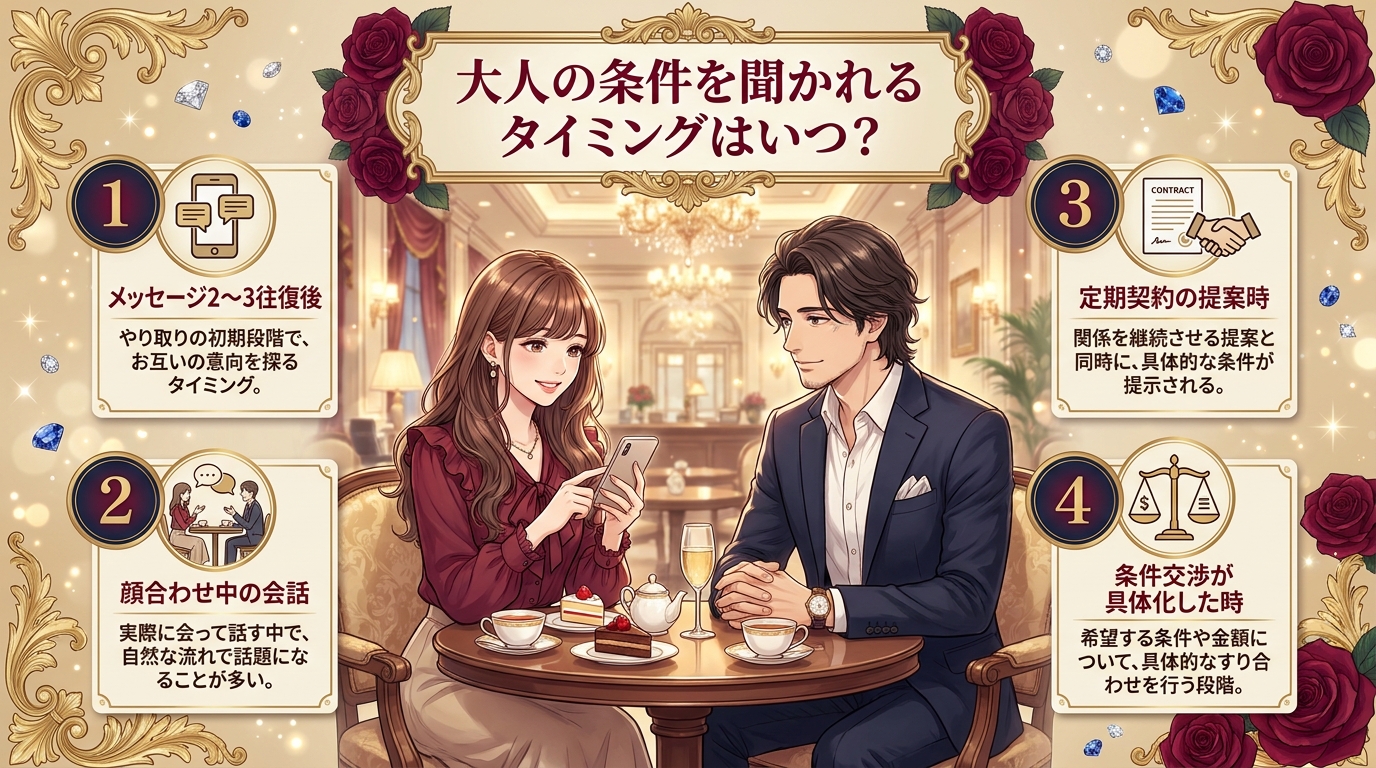 大人の条件を聞かれるタイミングはいつ?