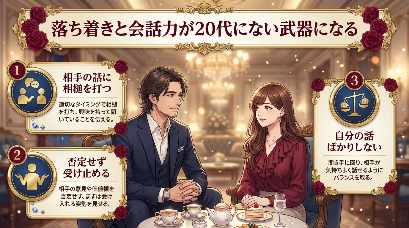 落ち着きと会話力が20代にない武器になる