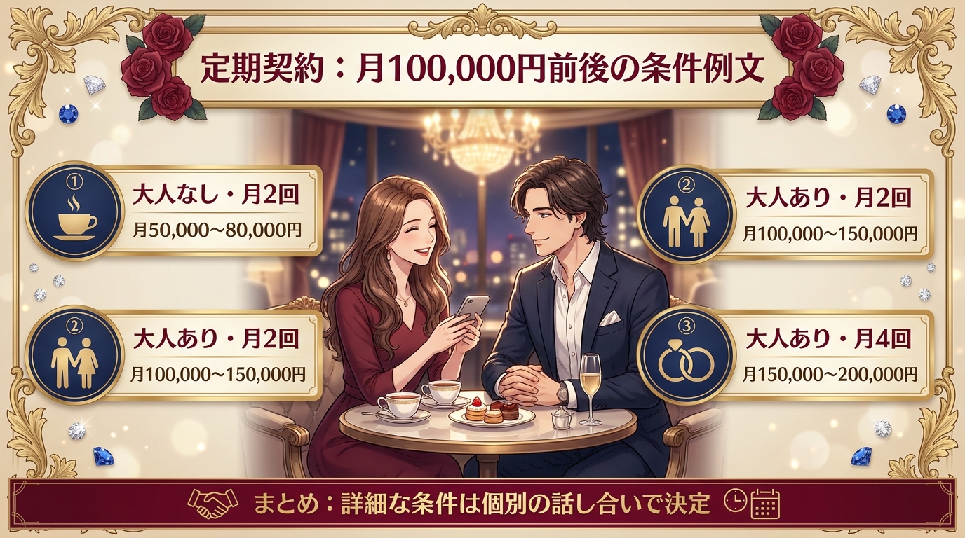 定期契約:月100,000円前後の条件例文