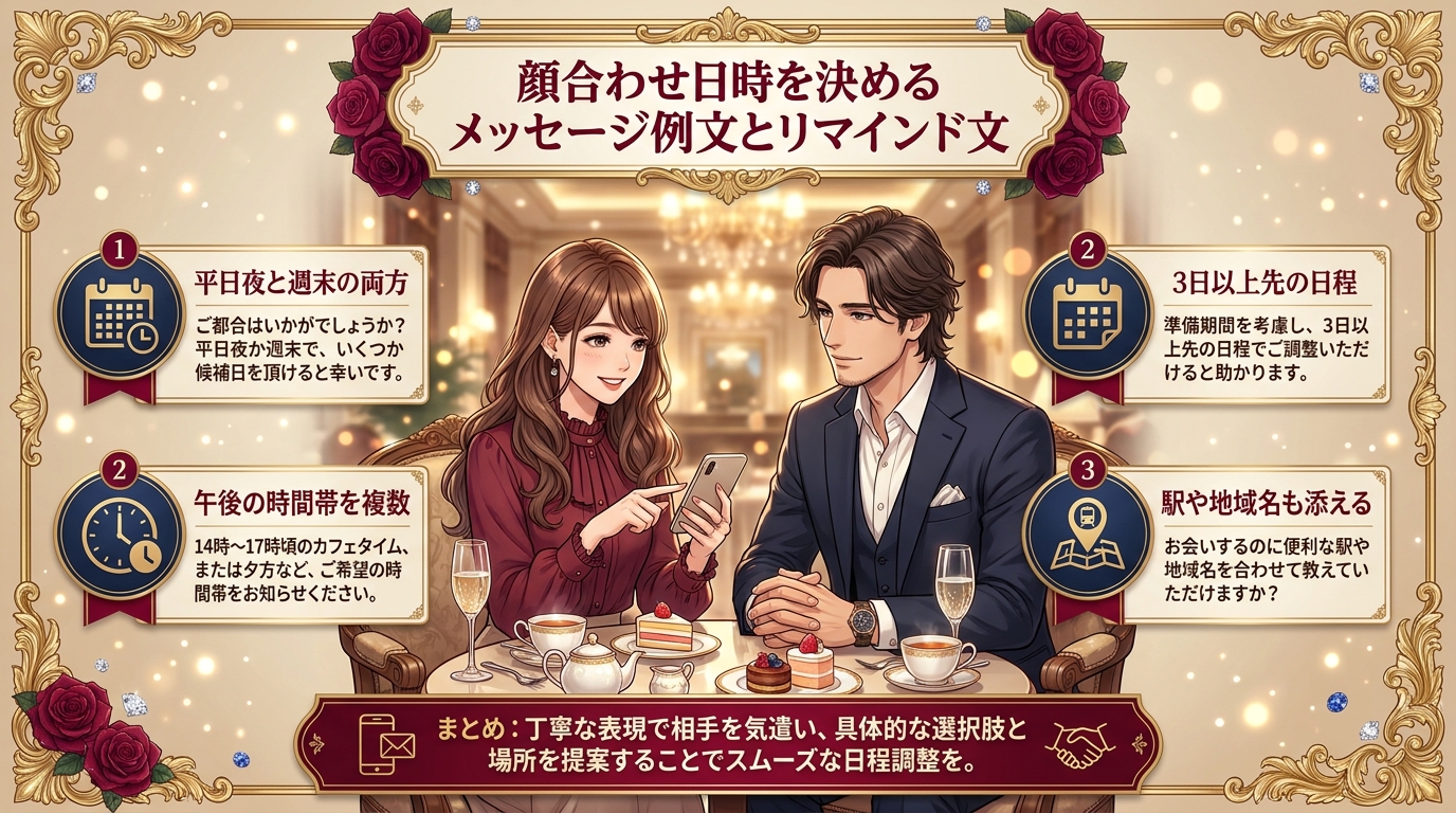 顔合わせ日時を決めるメッセージ例文とリマインド文