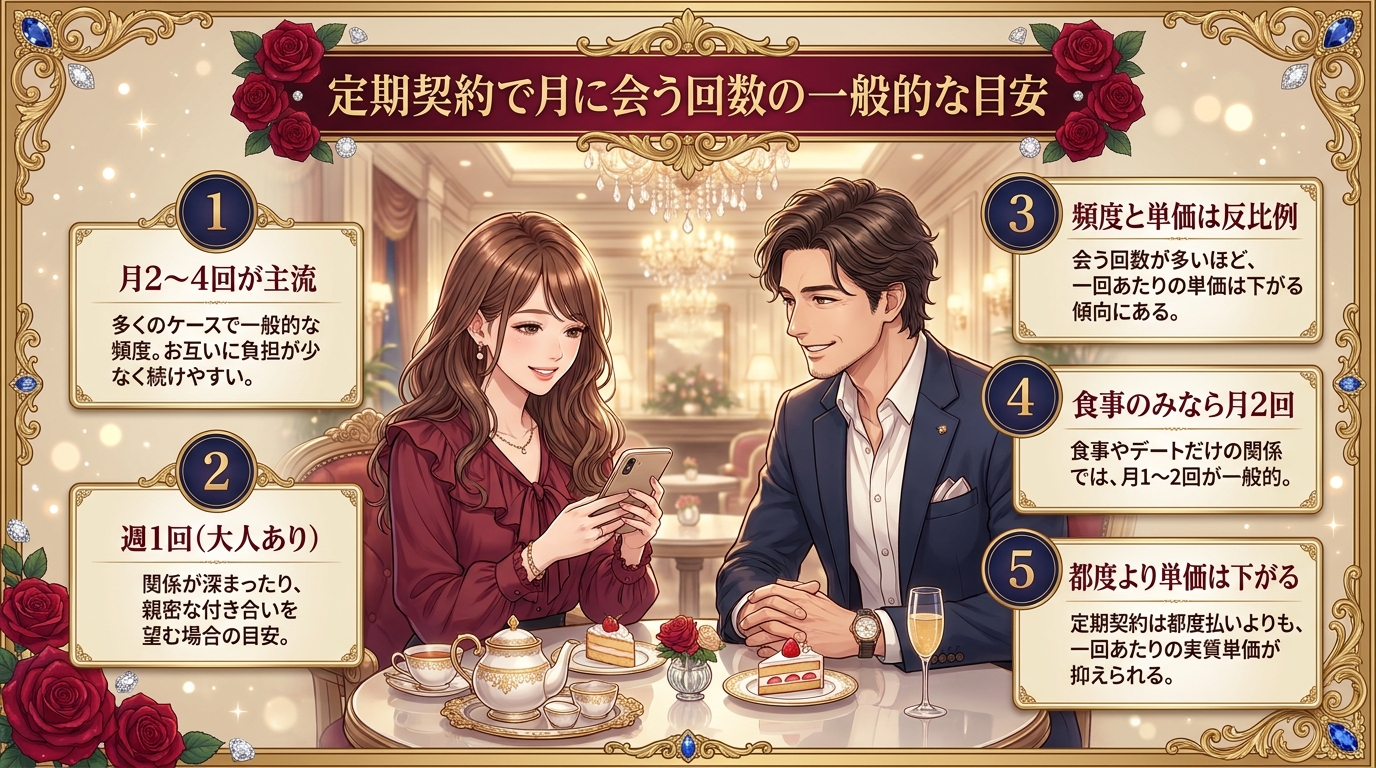 定期契約で月に会う回数の一般的な目安