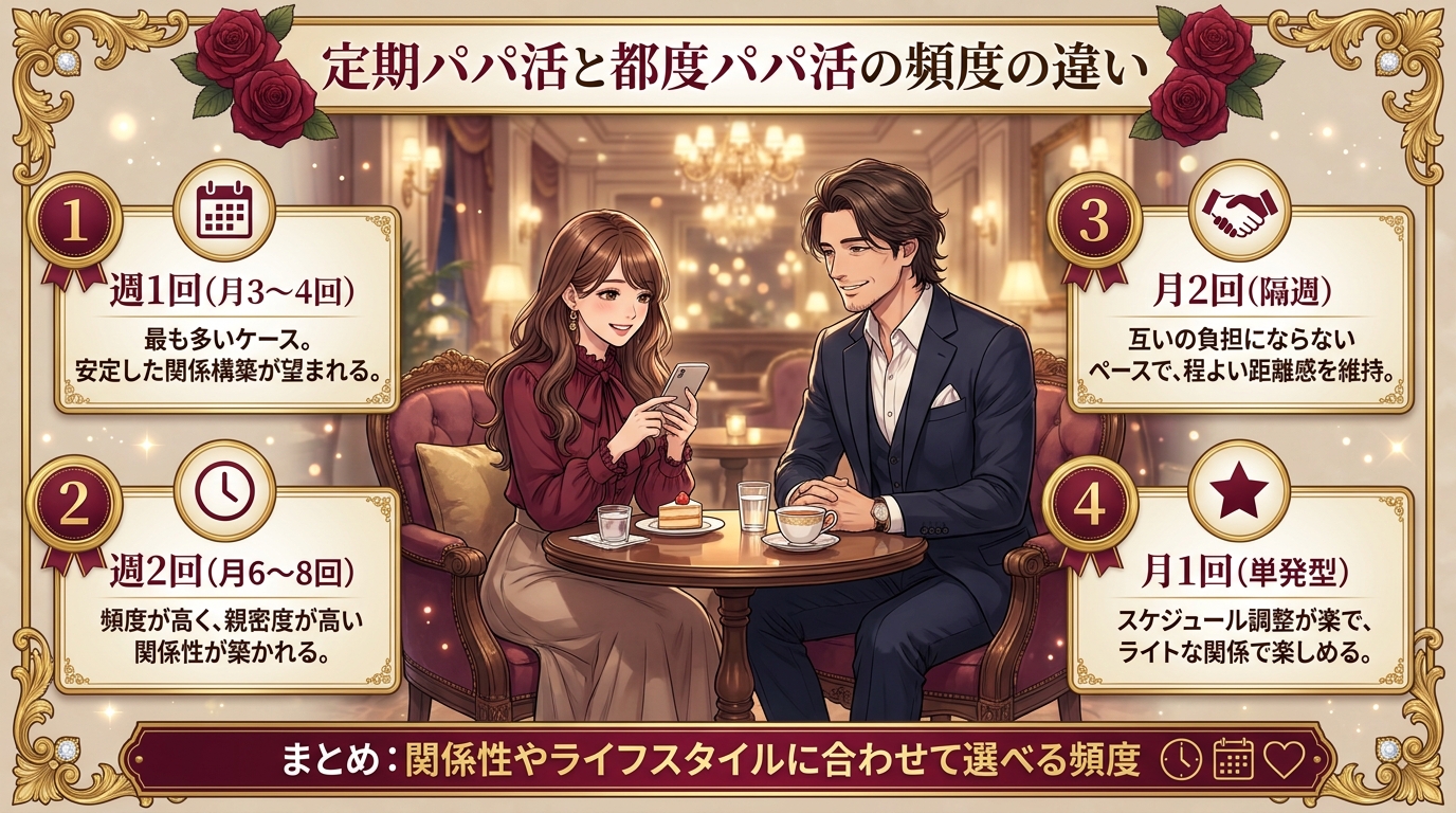 定期パパ活と都度パパ活の頻度の違い