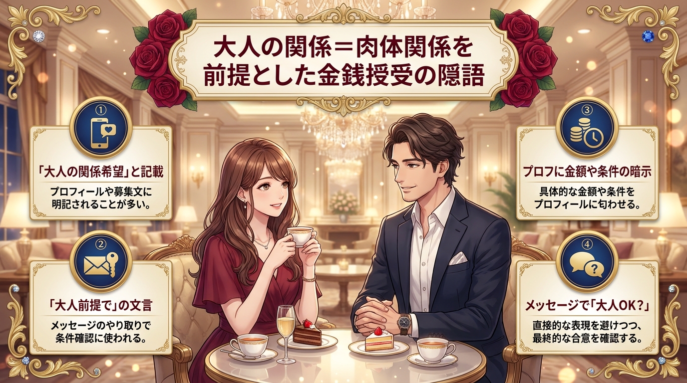 大人の関係=肉体関係を前提とした金銭授受の隠語