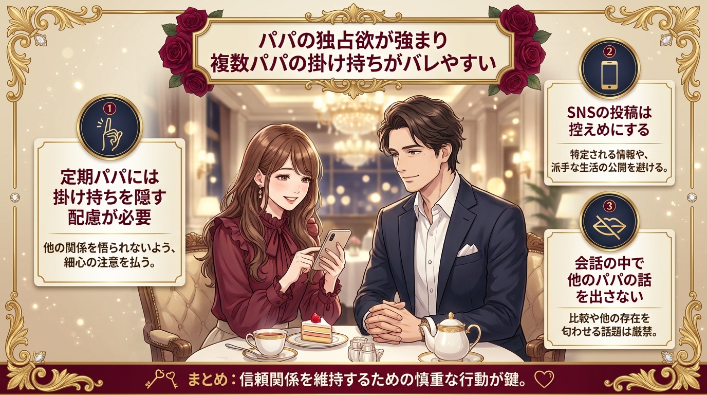 パパの独占欲が強まり複数パパの掛け持ちがバレやすい