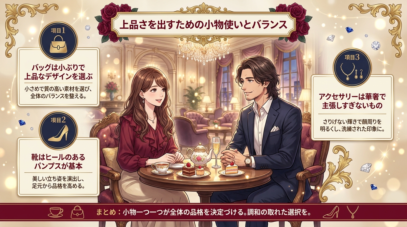 上品さを出すための小物使いとバランス