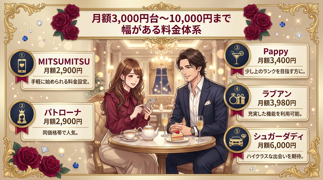 月額3,000円台〜10,000円まで幅がある料金体系