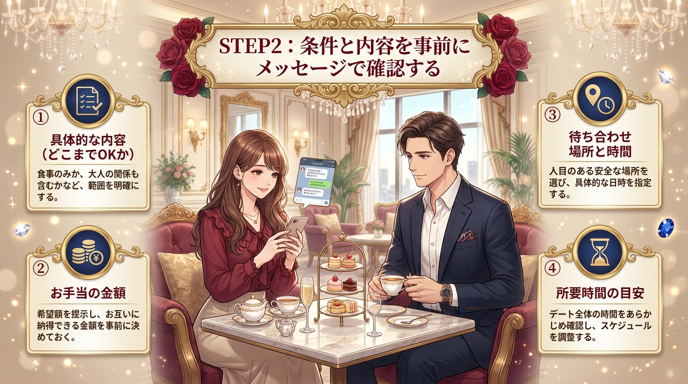 STEP2：条件と内容を事前にメッセージで確認する