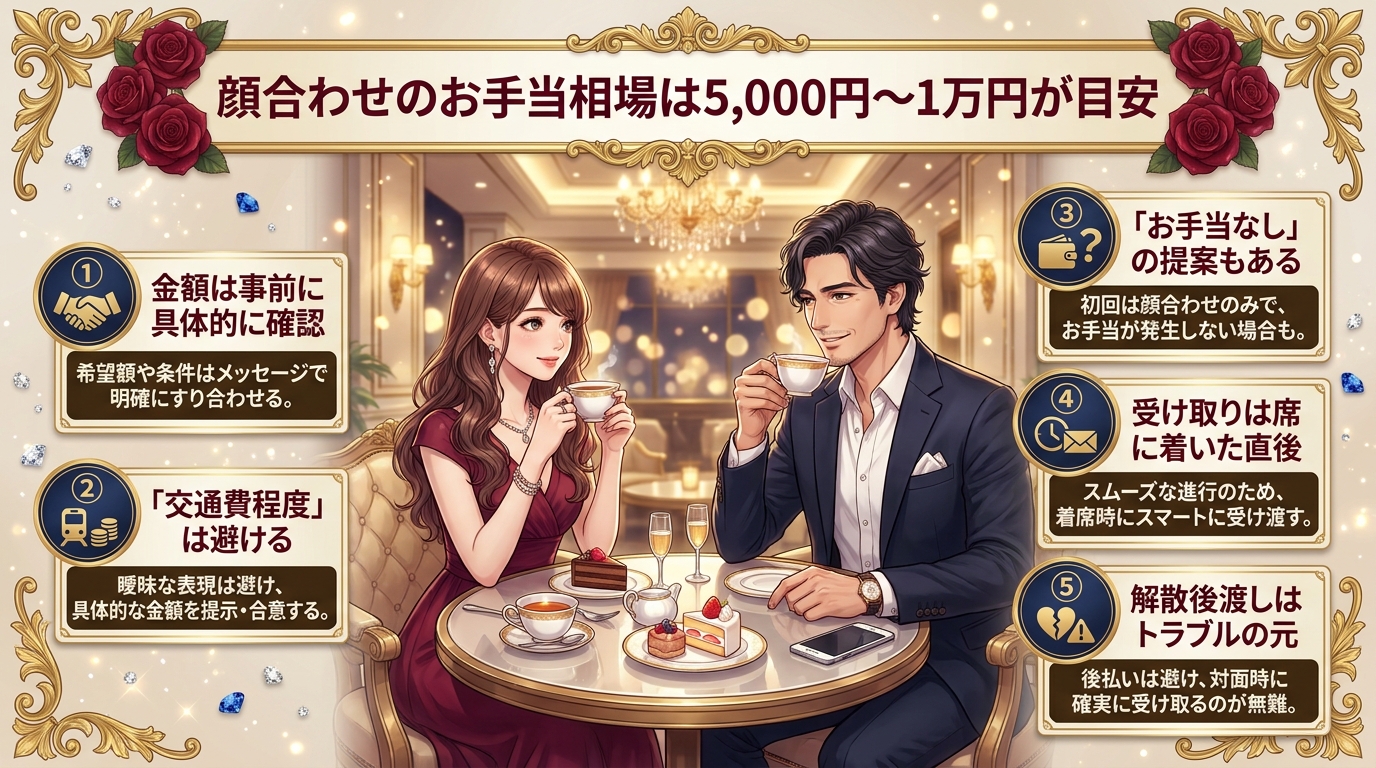 顔合わせのお手当相場は5,000円〜1万円が目安