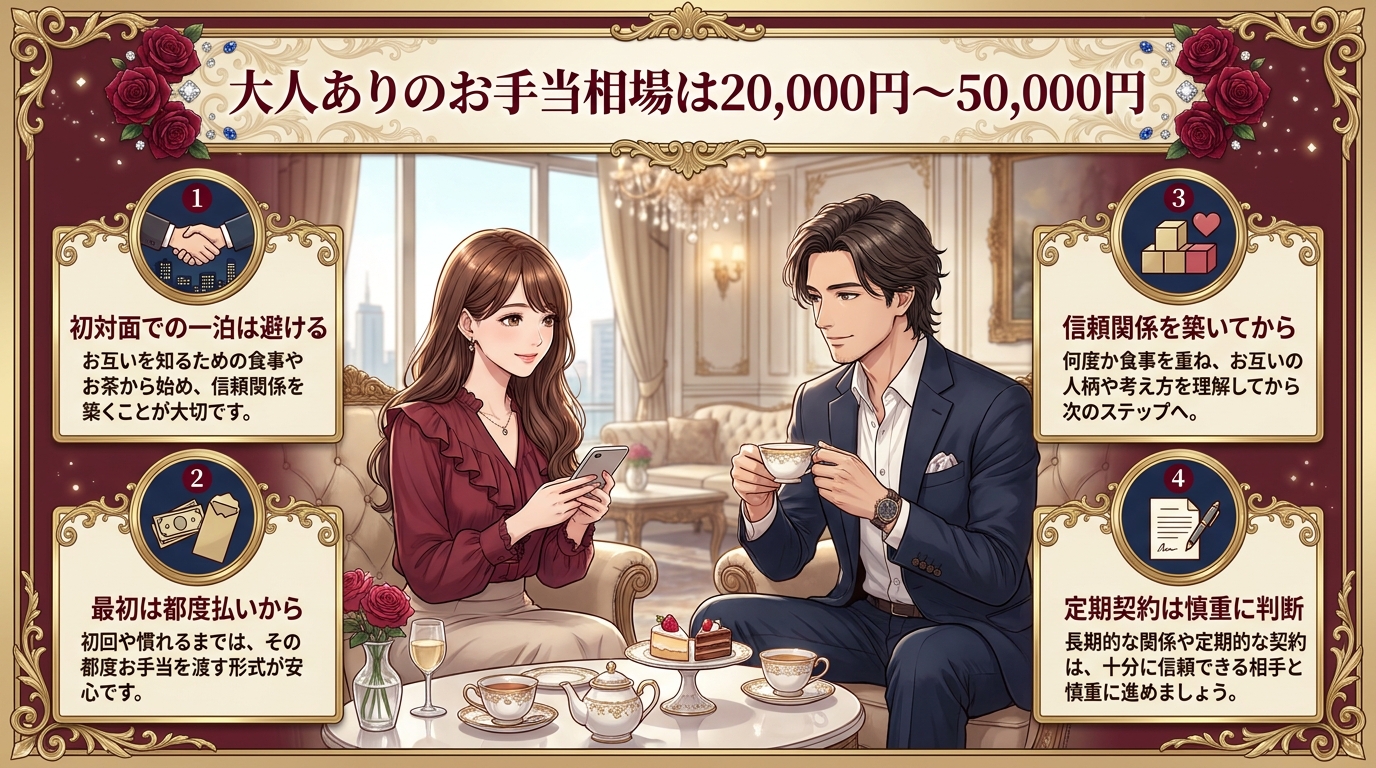 大人ありのお手当相場は20,000円〜50,000円