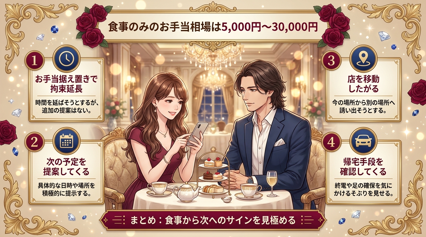 食事のみのお手当相場は5,000円〜30,000円