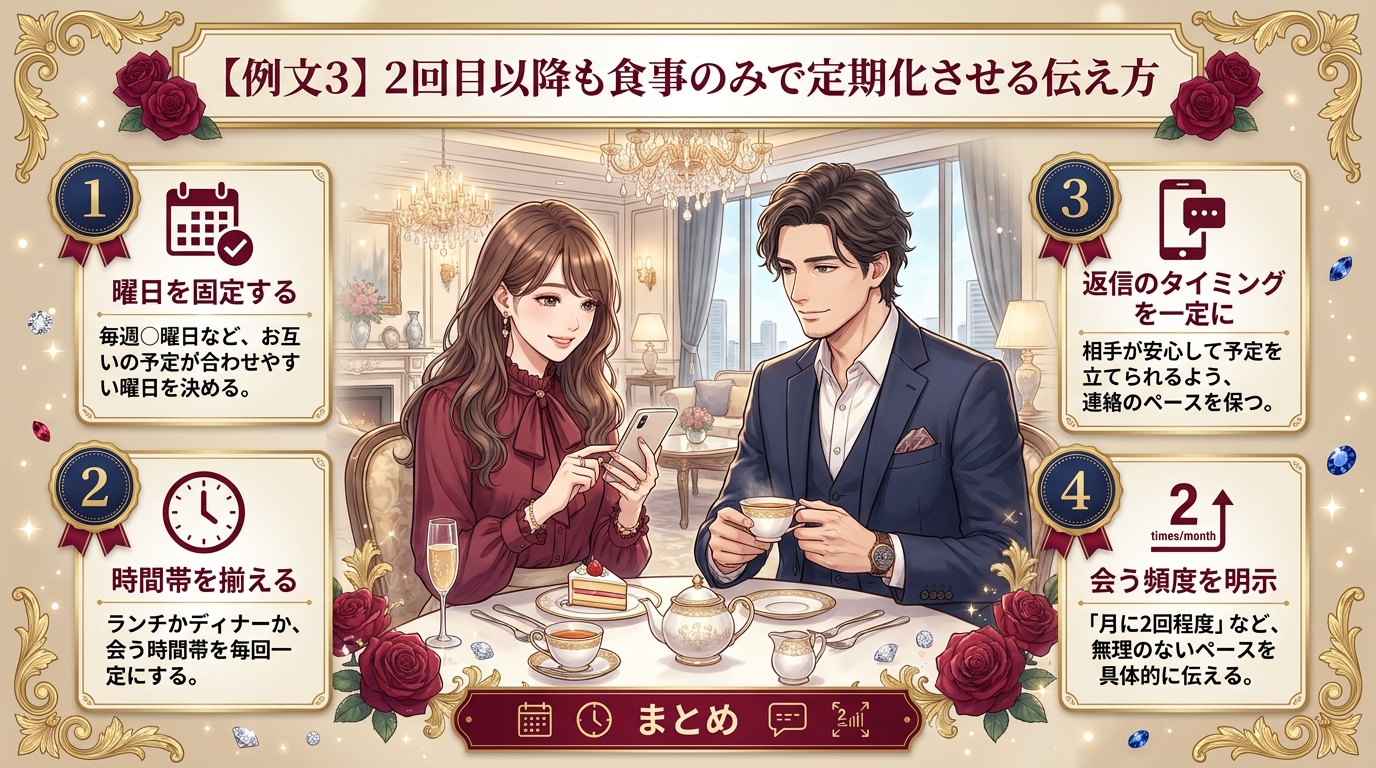 【例文3】2回目以降も食事のみで定期化させる伝え方