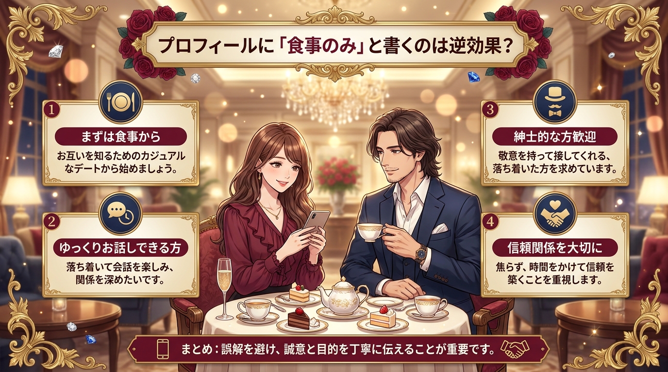 プロフィールに「食事のみ」と書くのは逆効果?